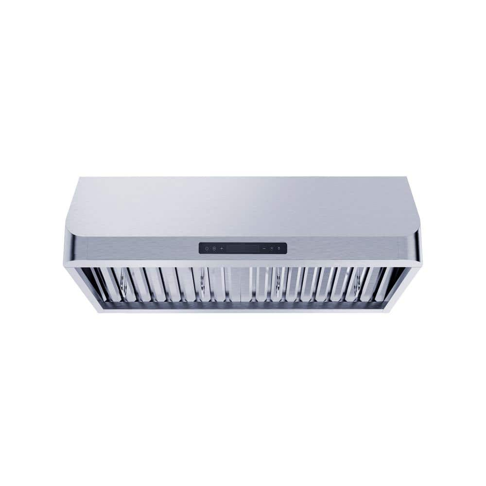 Winflo 36 in 466 CFM Convertible Under Cabinet Range Hood in Stainless Steel with Baffle Filters