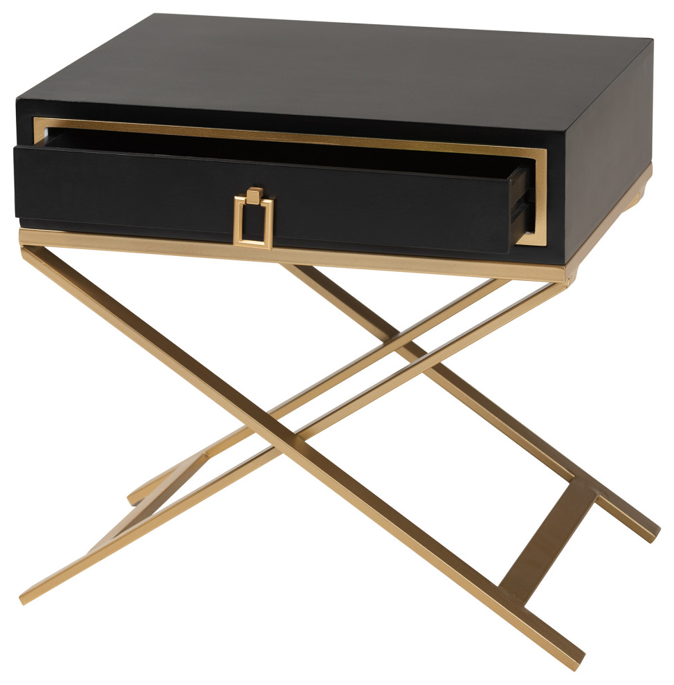 Lyvia Black and Gold 1 Drawer End Table   Contemporary   Side Tables And End Tables   by Baxton Studio  Houzz