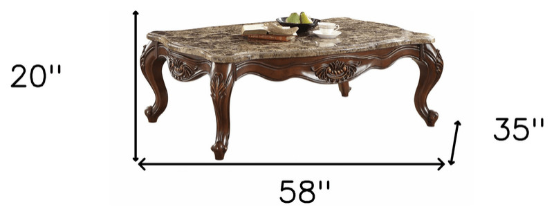 58 quotBrown and Dark Brown Genuine Marble Coffee Table   Coffee Tables   by HomeRoots  Houzz