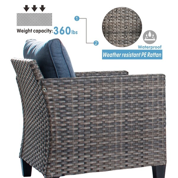 OVIOS 2piece Outdoor Highback Wicker Single Chairs