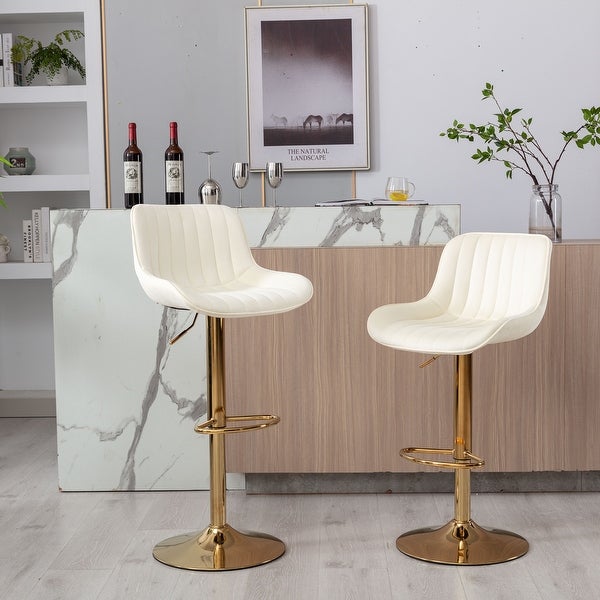 Velvet AdjustableSwivel Bar Stools with Footrest， Set of 2