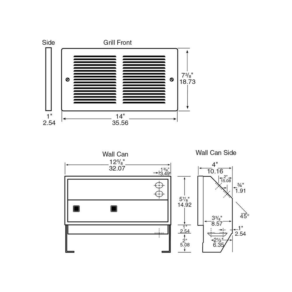 Cadet 120-volt 5001001500-watt Multi-watt Register In-wall Fan-forced Replacement Electric Heater Assembly RM151