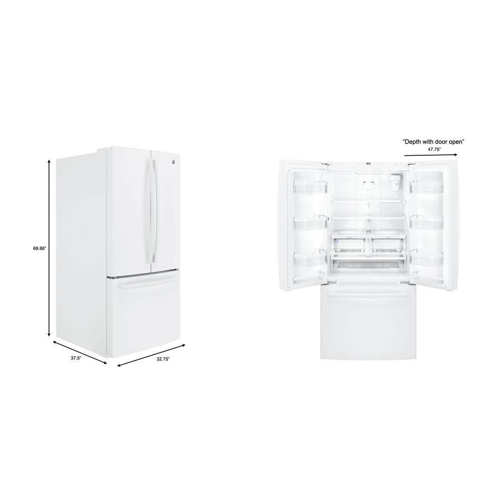 GE 24.7 cu. ft. French Door Refrigerator in White ENERGY STAR GNE25JGKWW