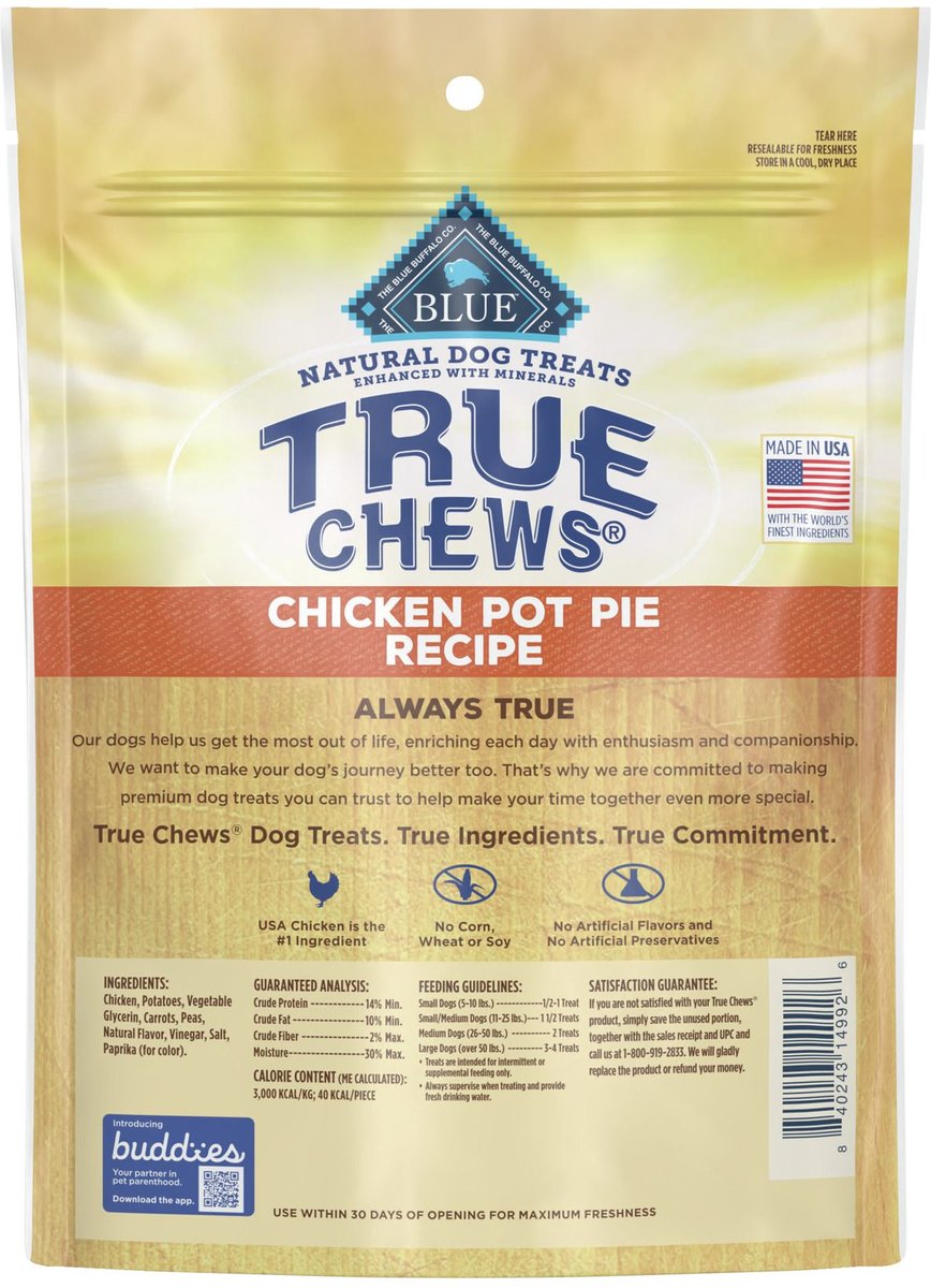 Blue Buffalo True Chews Natural Chicken Pot Pie Dog Treats