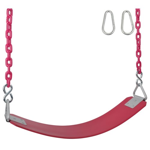 Swing Set Stuff Inc. Commercial Rubber Belt Seat with 8.5 Ft. Coated Chain (Red)