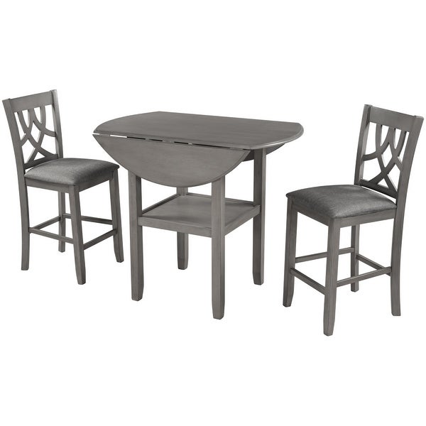 3 Piece Dining Table Set with Drop Leaf Table