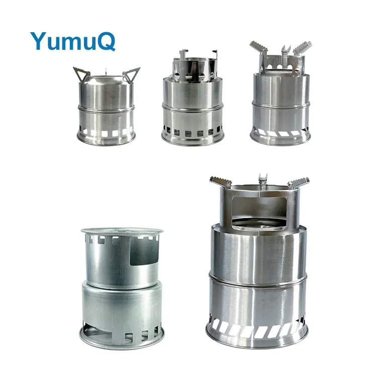 YumuQ 21cm Lightweight Stainless Steel Portable Foldable Wood Burning Camping Stove For Outdoor Hiking