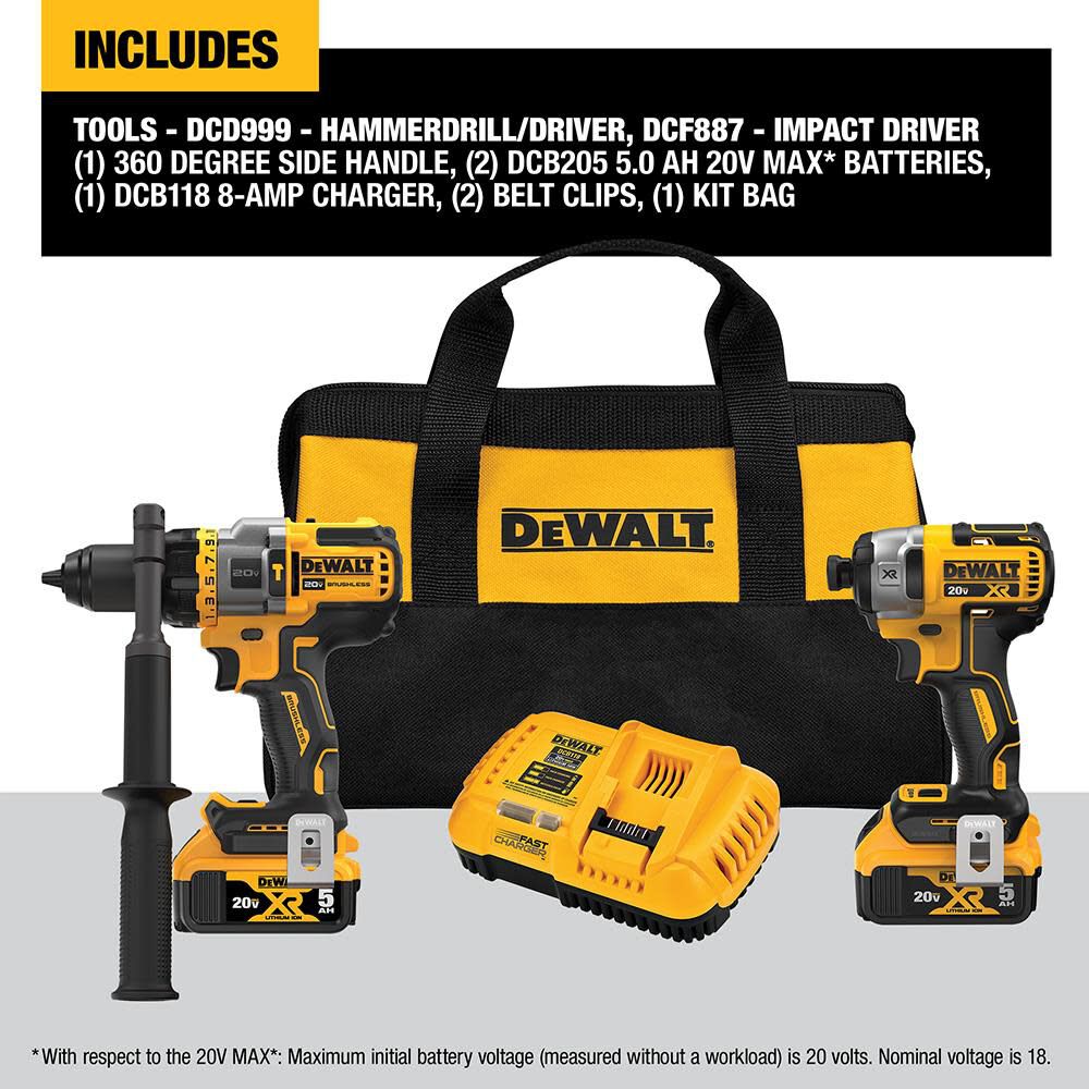 DEWALT 20V MAX 2 Tool Kit Including Hammer Drill/Driver with FLEXV Advantage DCK2100P2 from DEWALT