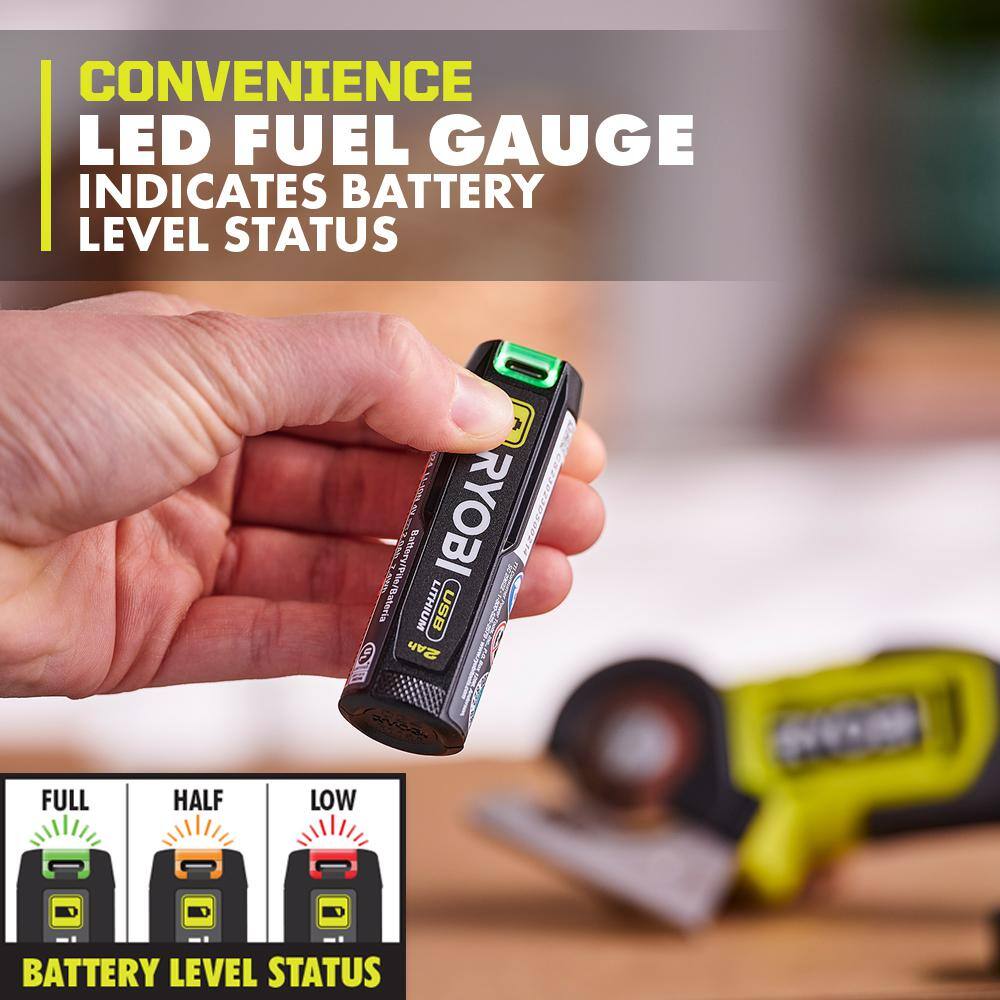 RYOBI USB Lithium 2.0 Ah Lithium Rechargeable Batteries (2-Pack) FVB202