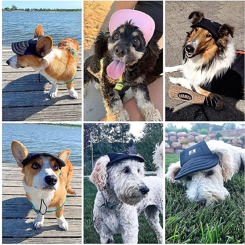 Dog Baseball Cap， Adjustable Dog Outdoor Sport Sun Protection Baseball Hat Cap Visor Sunbonnet Outfit With Ear Holes-black