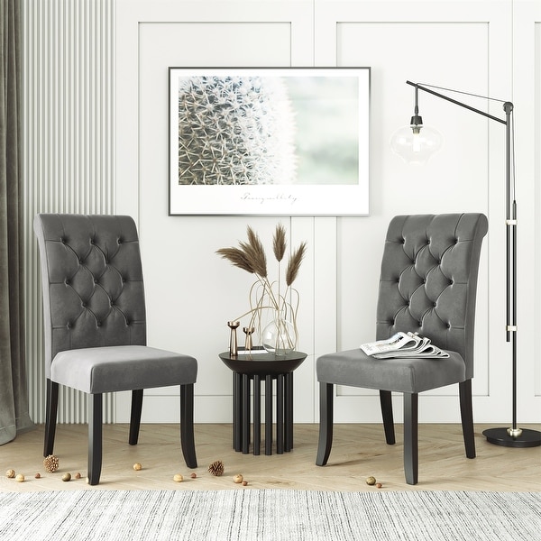 Velvet Dining Tufted Armless Upholstered Accent Chair Set of 2