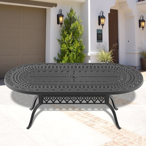 82.87 in. x 42.13 in. Cast Aluminum Patio Dining Oval Table for Balcony，Lawn，Garden，Backyard