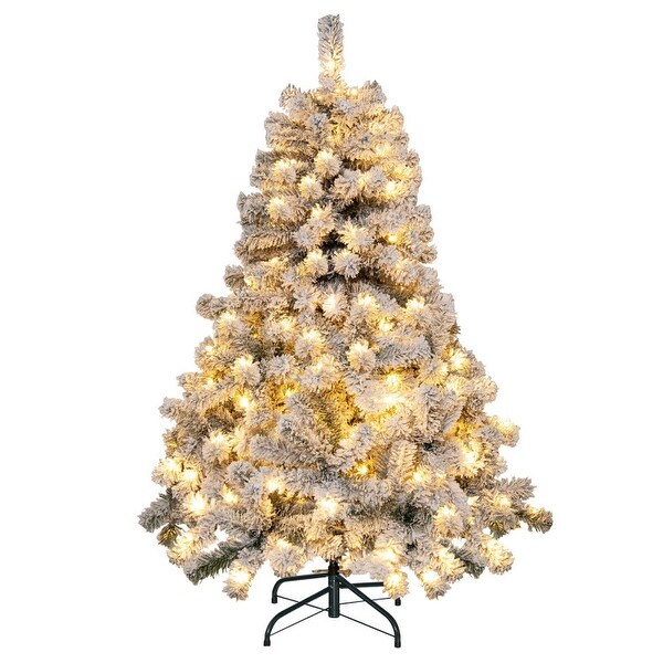 4.5 Feet PreLit Premium Snow Flocked Christmas Tree with 150 Lights