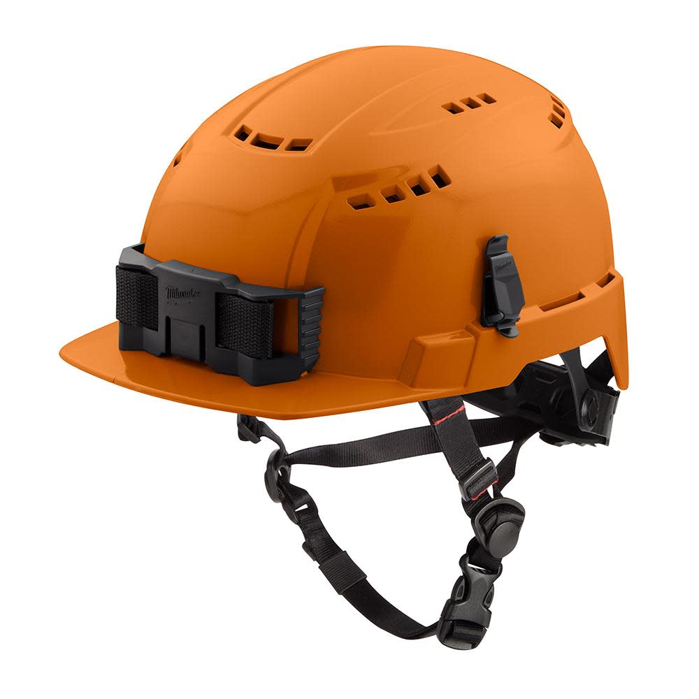 Milwaukee Orange Front Brim Vented Helmet with BOLT Class C