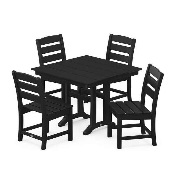 POLYWOOD Lakeside 5Piece Farmhouse Trestle Side Chair Dining Set