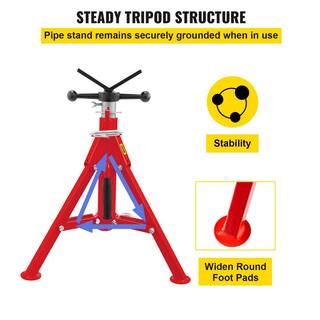 VEVOR V Head Pipe Stand 18 in. to 12 in. Capacity Adjustable Height 20 in. to 37 in. Pipe Jack Stands 2500 lbs. Load Capacity GJ1107CGJ-VX00001V0