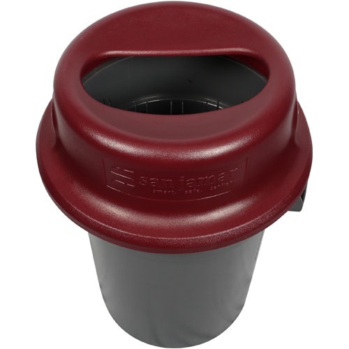 San Jamar KA4400 KatchAll Magnetic Flatware Retriever 44-Gallon Trash Can Lid， Burgundy