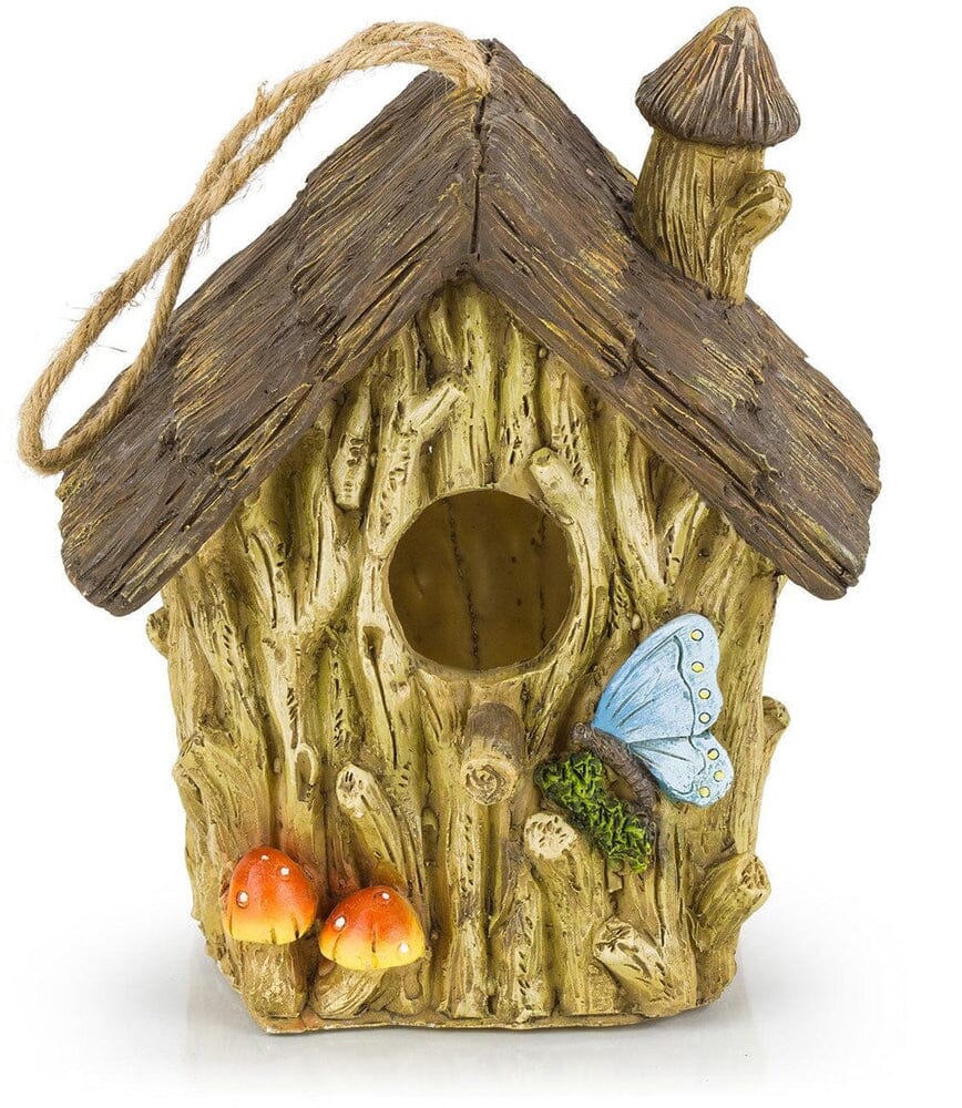 Butterfly and Mushrooms Bungalow Decorative Hand-Painted Bird House