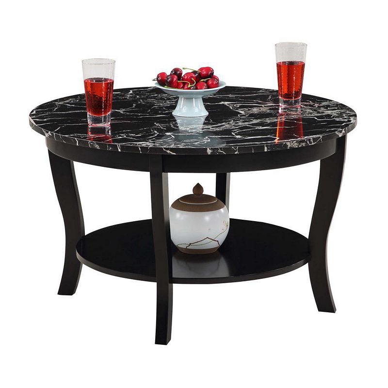 Convenience Concepts American Heritage Round Coffee Table with Shelf