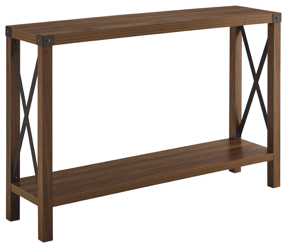 46 quotRustic Farmhouse Entryway Table  Dark Walnut   Industrial   Console Tables   by Walker Edison  Houzz