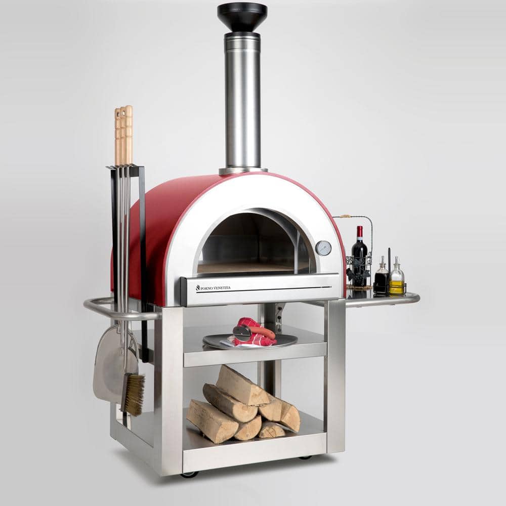 FORNO VENETZIA Pronto 500 Wood Burning Oven 20 in. x 24 in. in Red Forno Venetzia Pronto 500 in Red