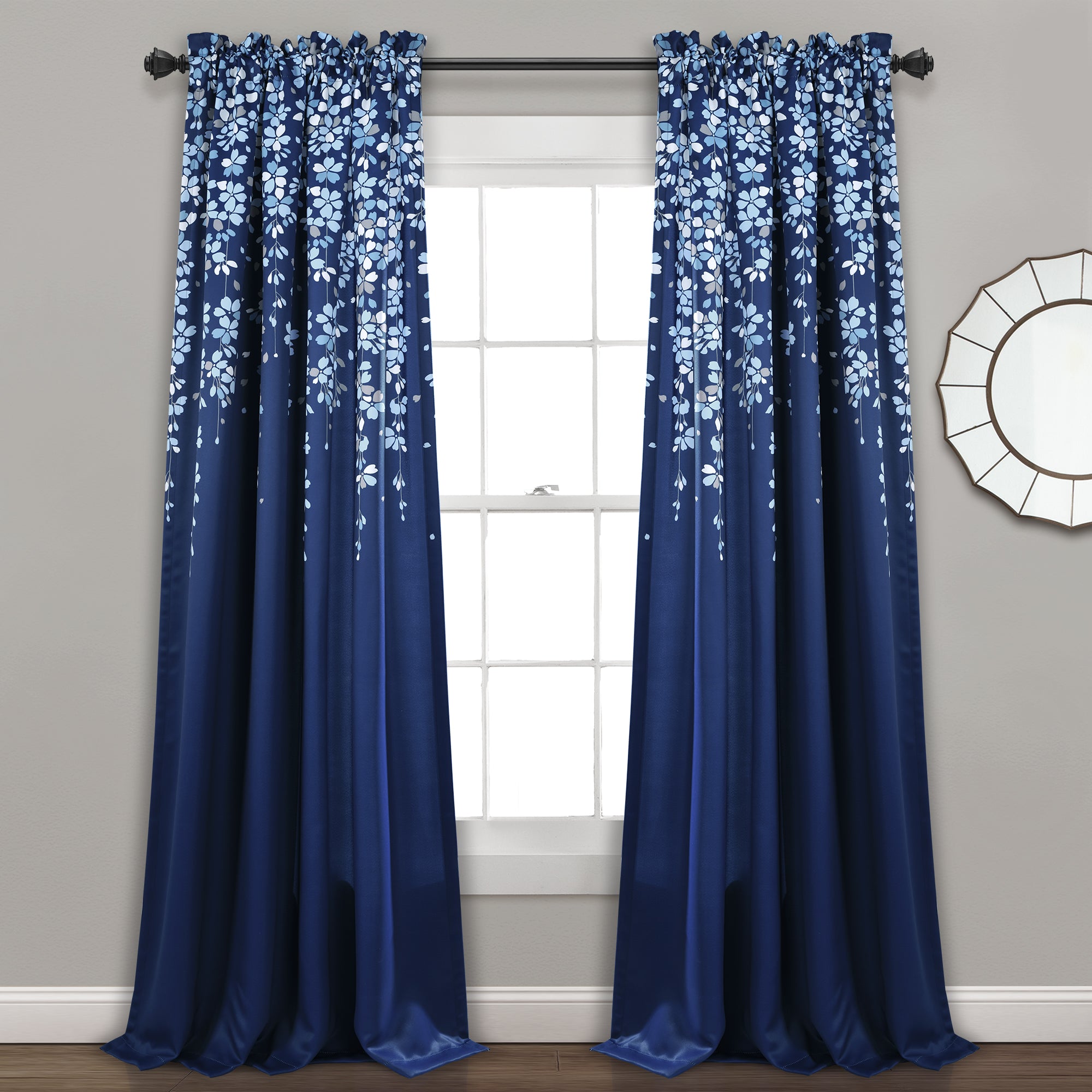 Weeping Flower Light Filtering Window Curtain Set