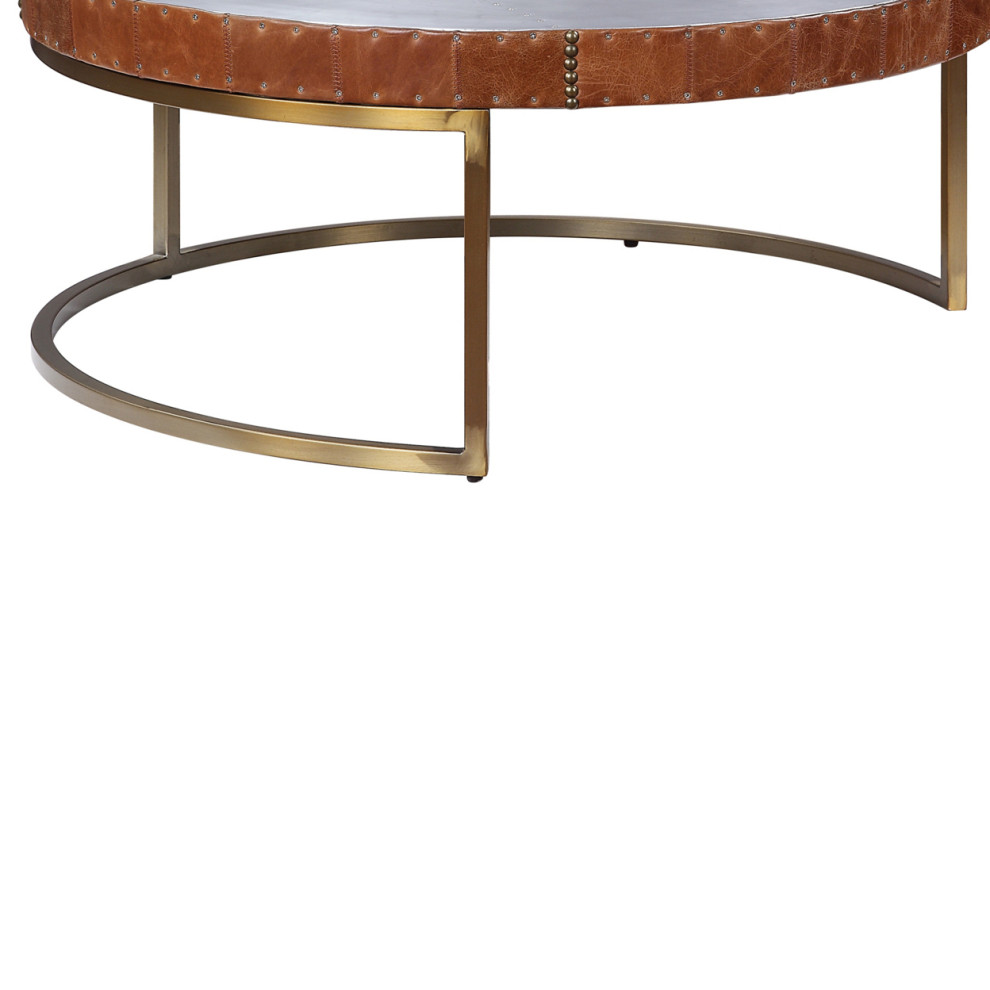 Round Metal Coffee Table With Airy Design Base Large Multicolor  Saltoro   Contemporary   Coffee Tables   by Dot  ampBo  Houzz