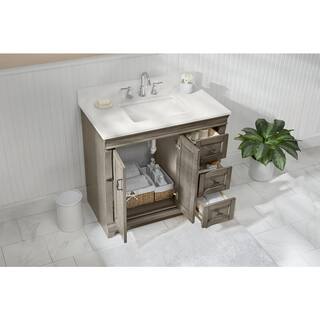 Home Decorators Collection Naples 36 in. W Bath Vanity Cabinet Only in Distressed Grey with Right Hand Drawers NADGA3621D