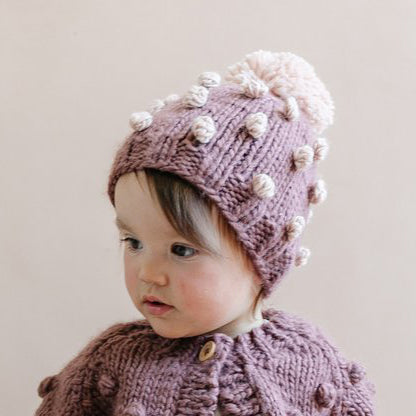 Mauve/Blush Popcorn Knit Hat by The Blueberry Hill