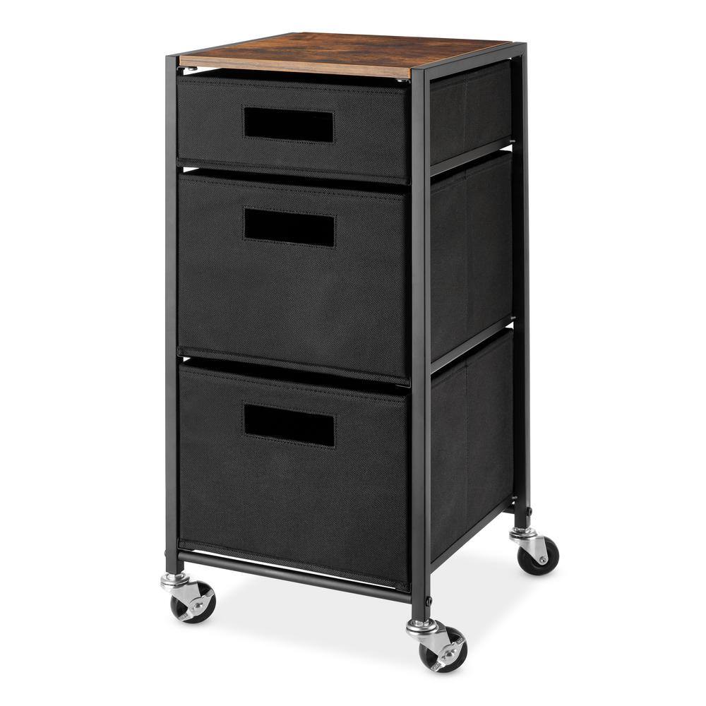 3-Drawer Rolling Storage Cart in Black 67649968SIOC