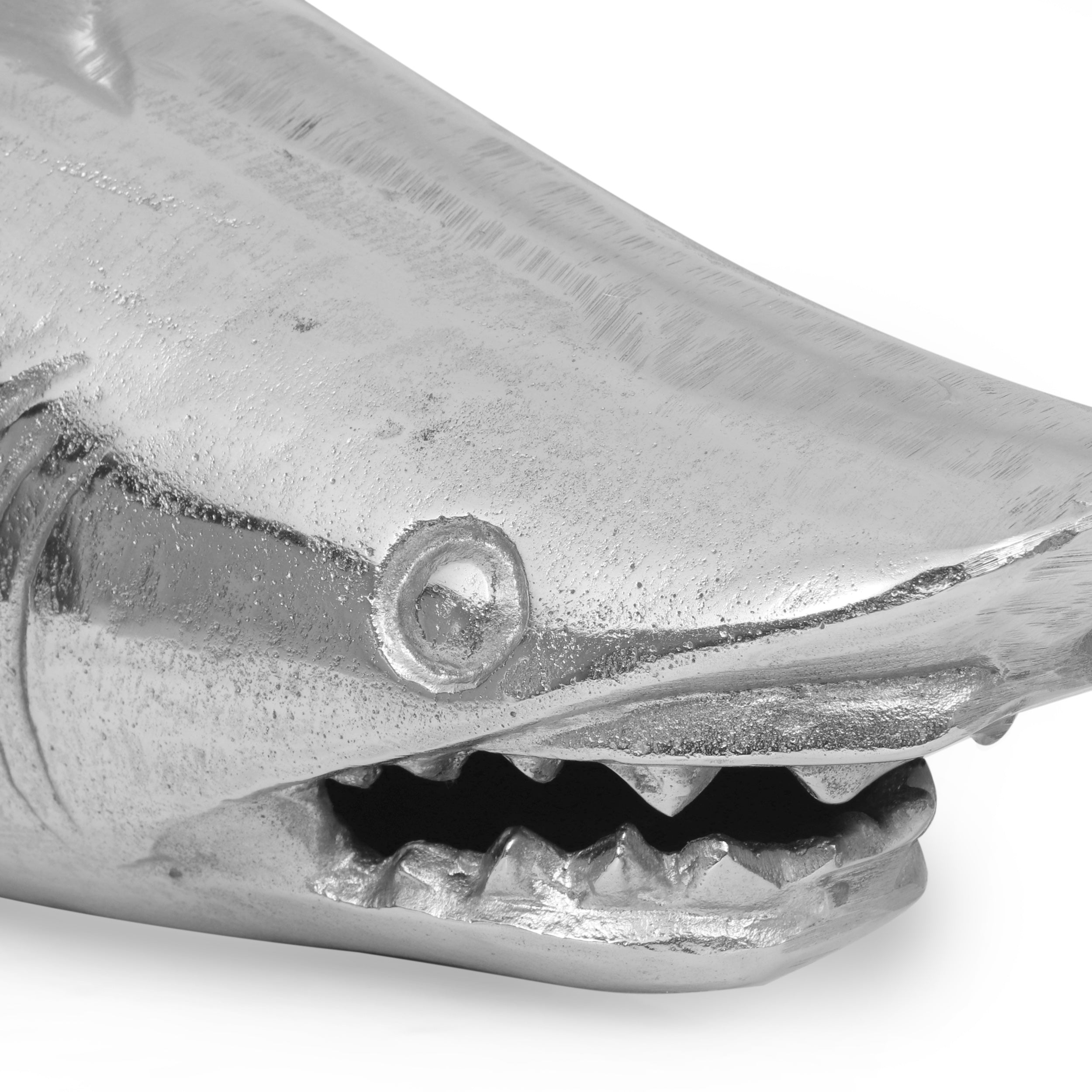 Castalia Handcrafted Aluminum Shark Figurines, Set of 2, Raw Nickel