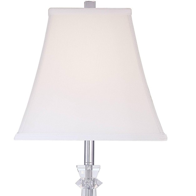 High Crystal Glass Column White Square Bell Shade For Living Room Family Bedroom Bedside