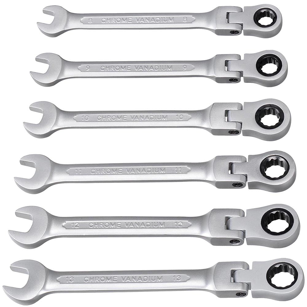 Yescom 12pcs Double Open Box Ended Ratcheting Wrench Spanner Kit