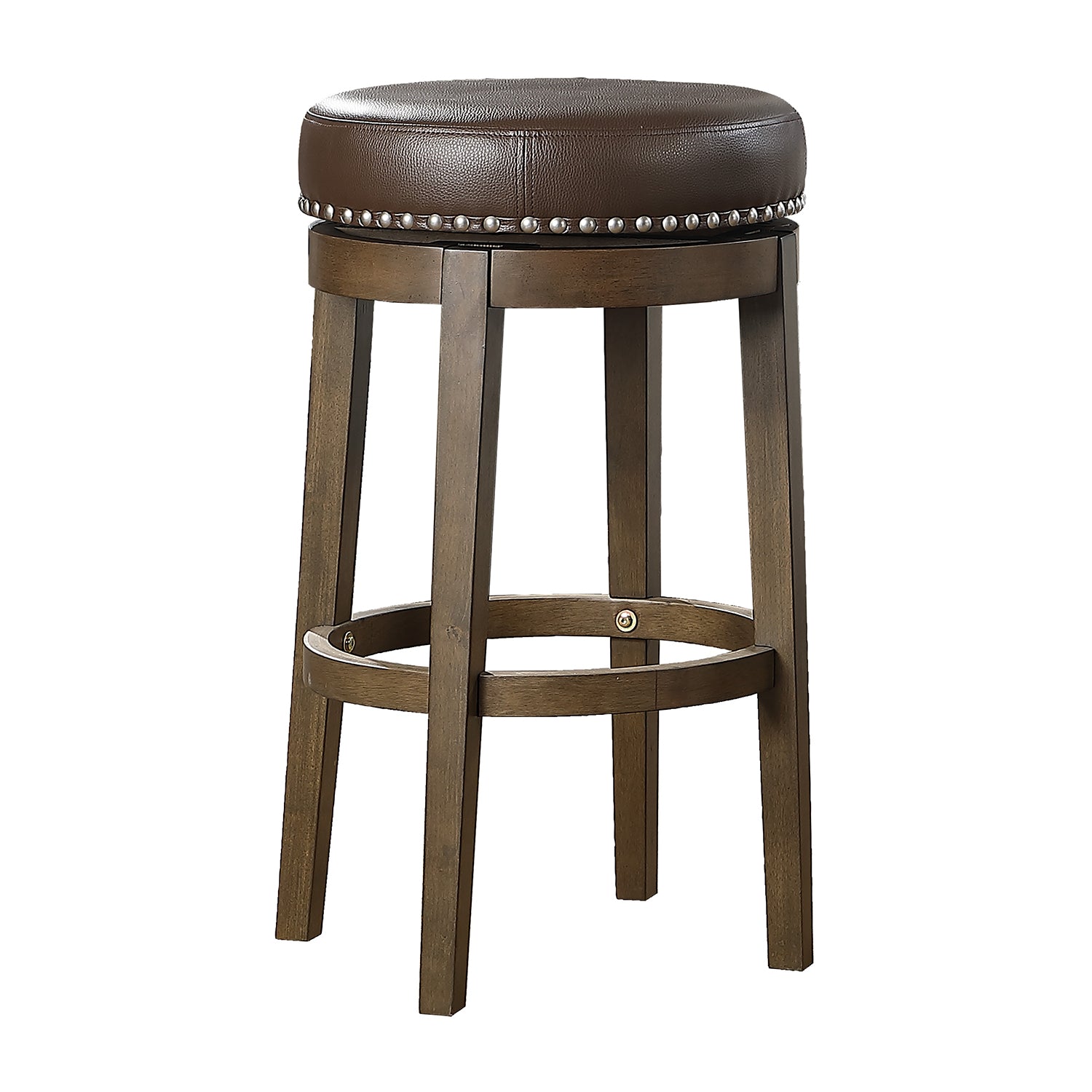 Lexicon Westby Bar Stool with Swivel， Brown Wood， Set of 2