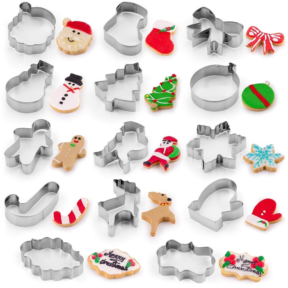 Zulay Kitchen (14 Pieces) Metal Christmas Cookie Cutters