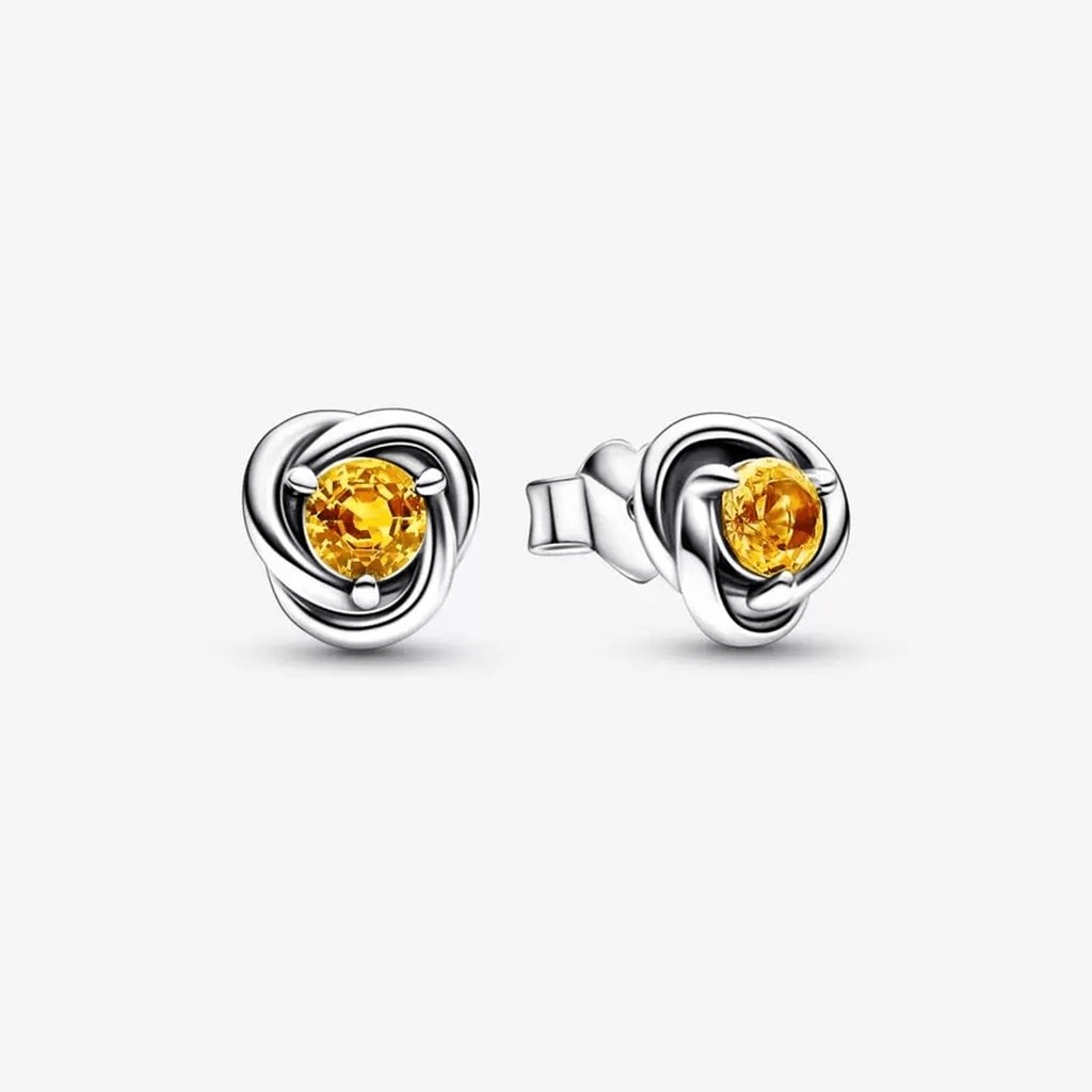 PANDORA  November Honey Eternity Circle Stud Earrings