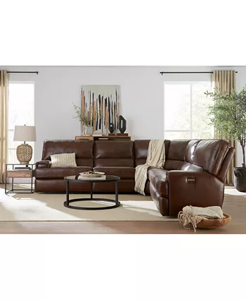 Furniture Binardo 123 5 Pc Zero Gravity Leather Sectional with 2 Power Recliners