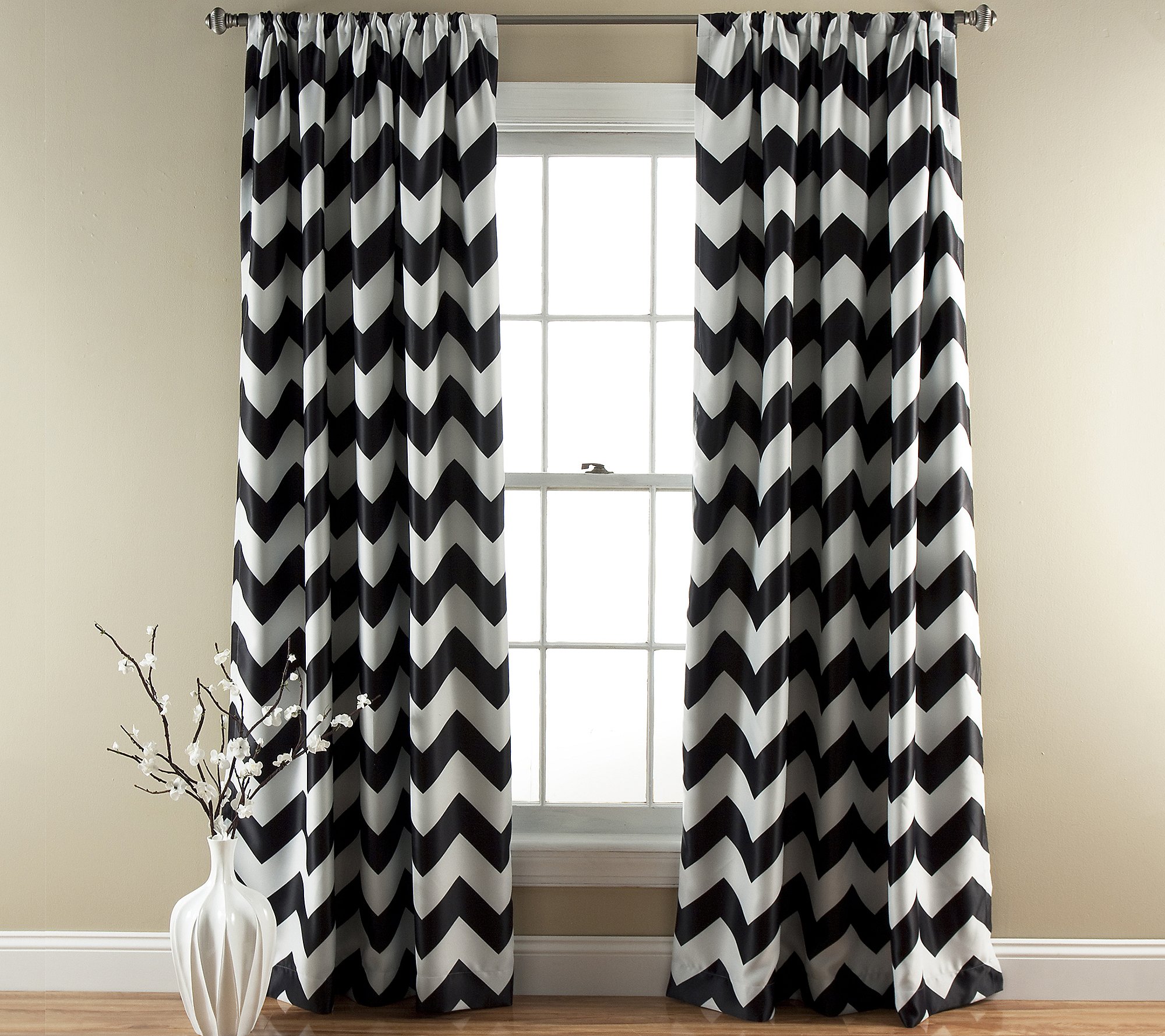 Chevron Blackout Set of 2 Window Curtains by Lush Decor