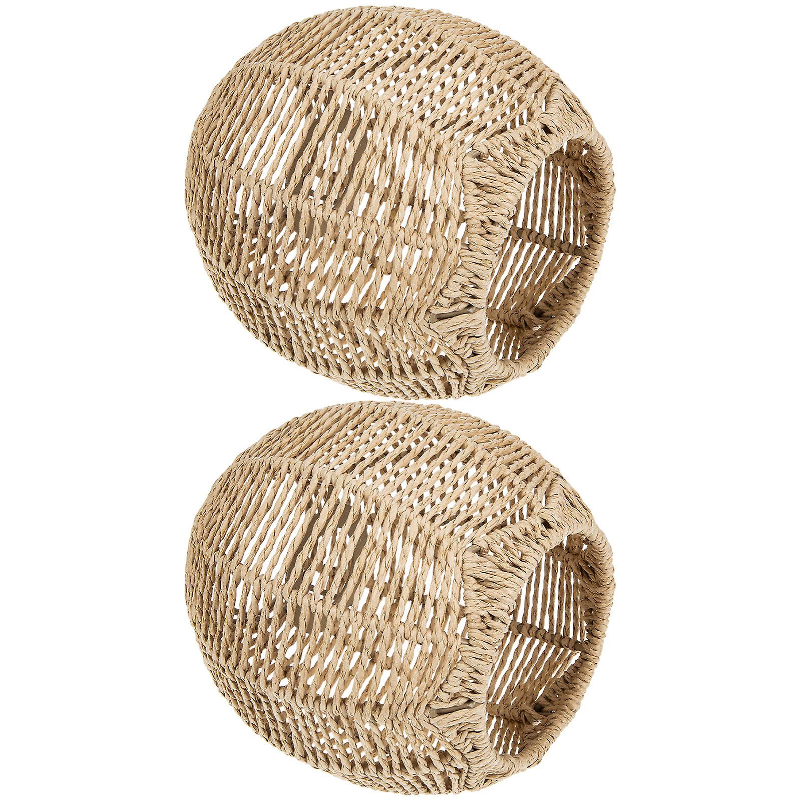 2 Pcs Globe Light Bulbs Chandelier Lamp Cover Rattan Lamp Shade Hanging Light Cover Small Lamp Cover Ceiling Light Shade