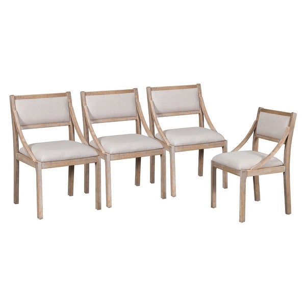 Wood Dining Chairs Set of 4， Upholstered Chairs with Solid Wood Legs