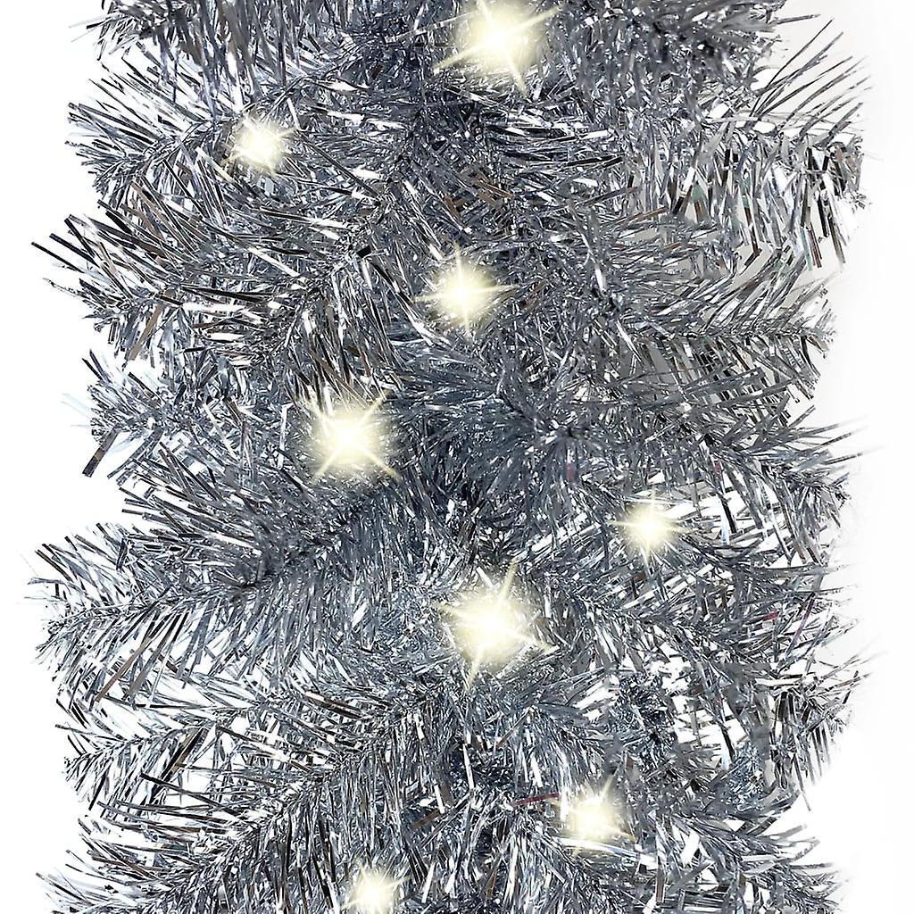 Vidaxl Christmas Garland With Led Lights 16 Ft Silver