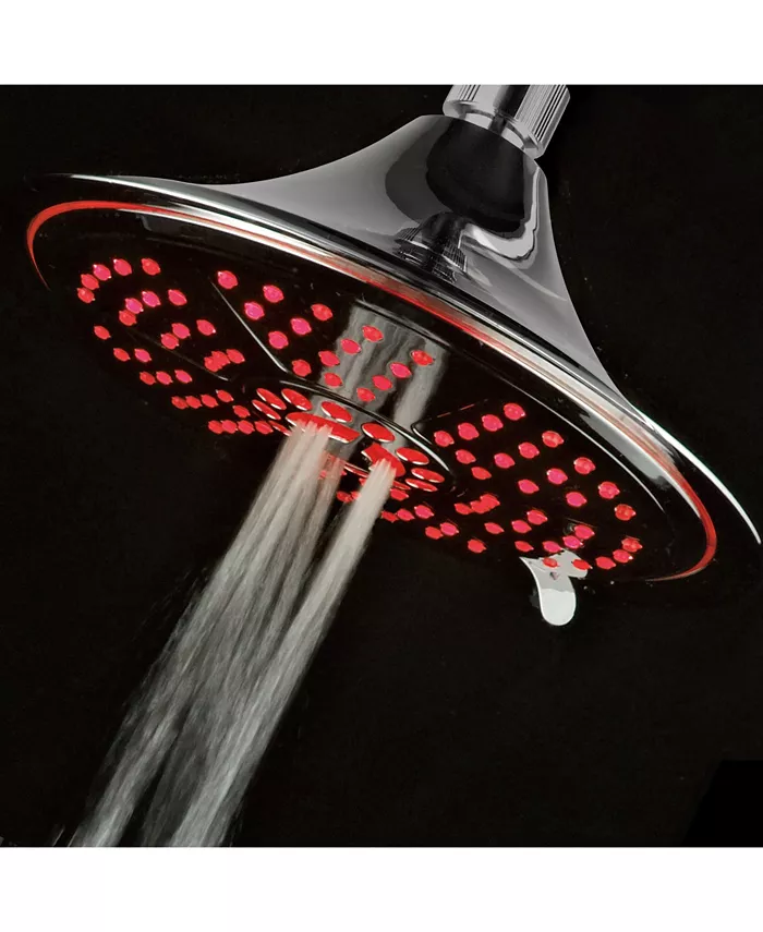 HotelSpa Hotel Spa 8 Inch 5-Setting Rainfall LED Shower Head with Color-Changing Temperature Sensor