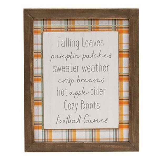 Fall Words Plaid Easel Sign