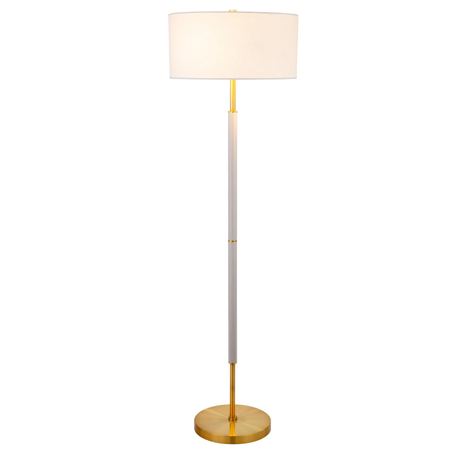 EvelynandZoe Simone Mid-Century Modern Metal Floor Lamp， Gray and Brass