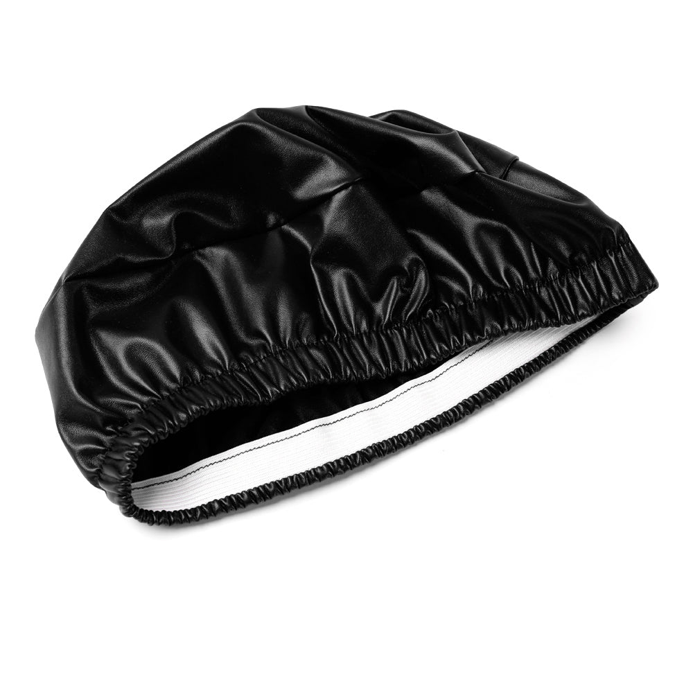 Round Elastic PU Leather Stool Cover Synthetic Bar Stool Seat Cover Slipcover Dinning Chair Cover--Black