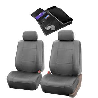 FH Group 47 in. x 23 in. x 1 in. PU Leather Half Set Front Seat Covers DMPU001SDGRY102