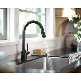 MOEN Adler Touchless Single-Handle Pull-Down Sprayer Kitchen Faucet with MotionSense Wave and Power Clean in Matte Black 87233EWBL