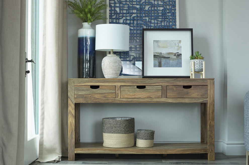 3 Drawer Storage Console Table  Natural Sheesham   Rustic   Console Tables   by Simple Relax  Houzz