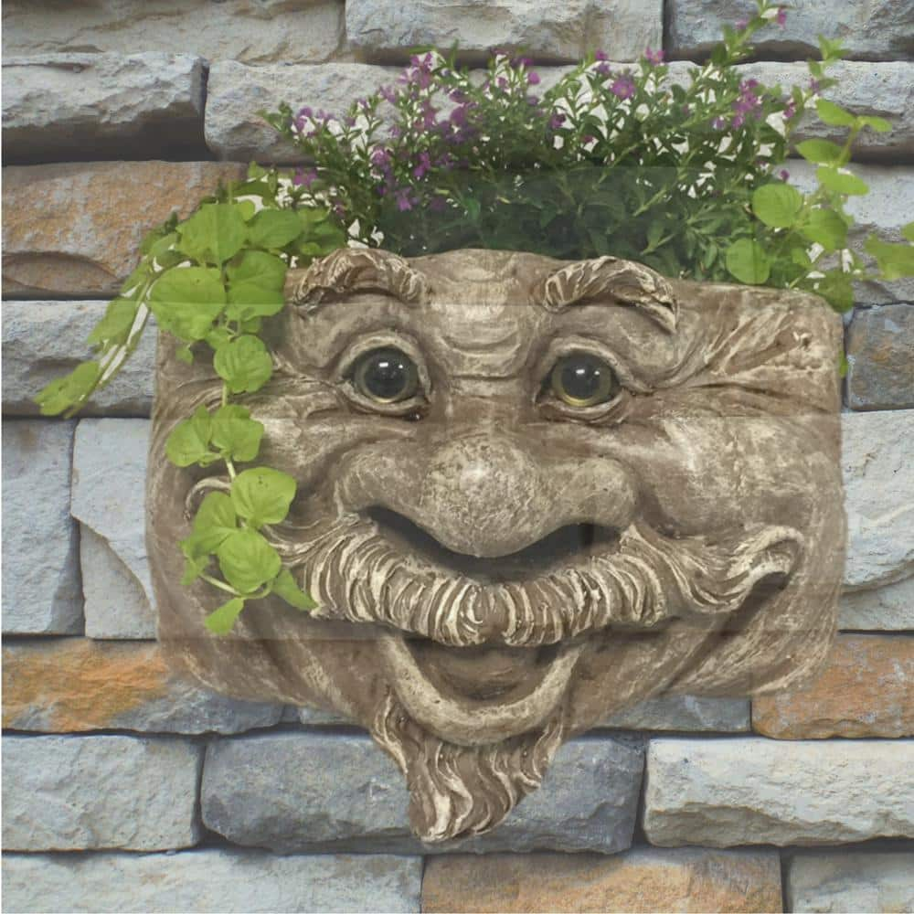 HOMESTYLES Muggly s 2-Piece Uncle Nate Stone Wash and Aunt Minnie Ant. 10.5 in. White Resin Patio Wall Planter 39547B/39645B