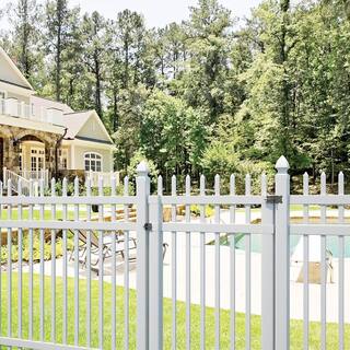 Veranda 3-12 ft. W x 6 ft. H White Vinyl Manchester Spaced Picket Fence Gate 181979